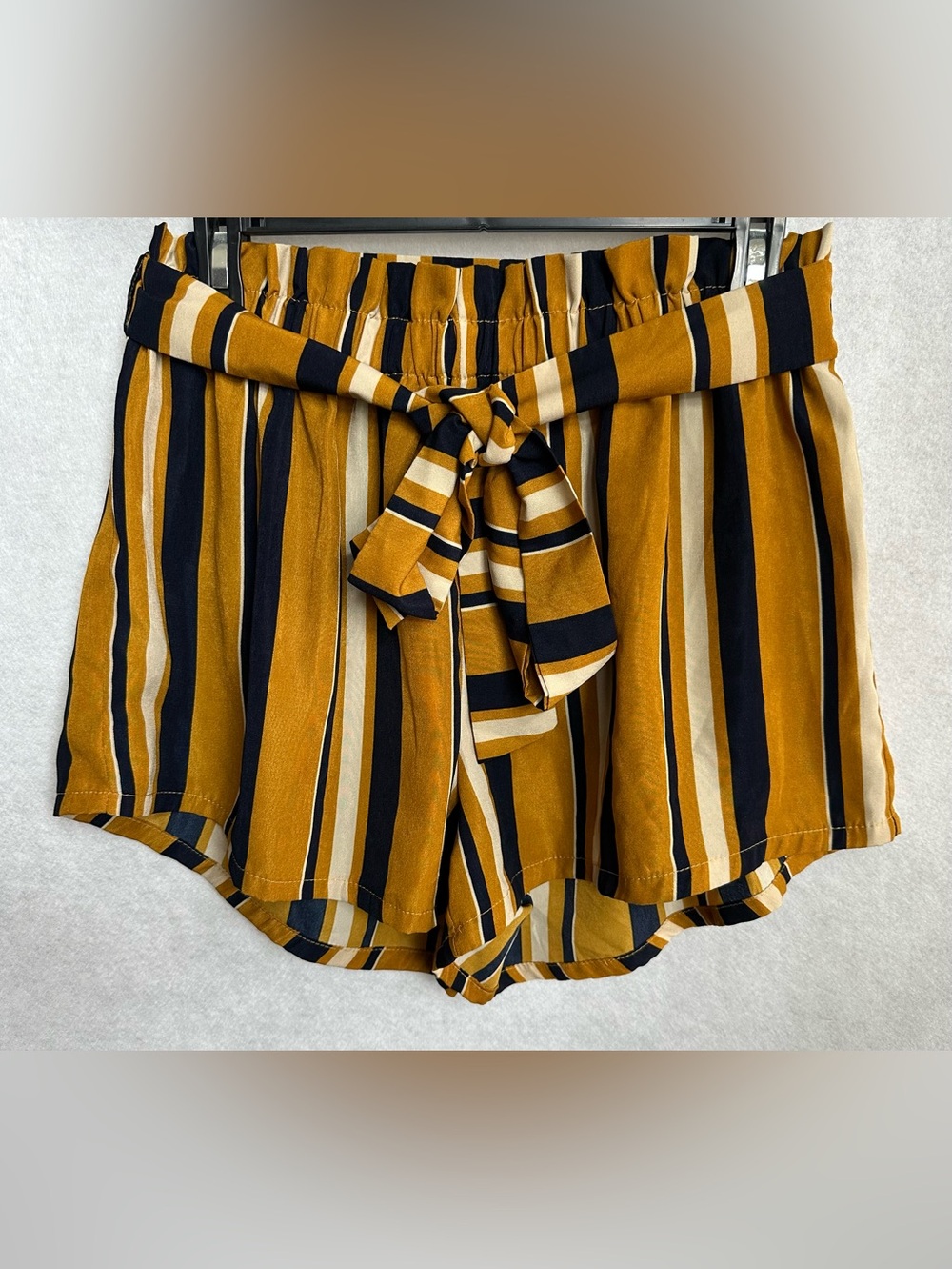 SHEIN Mustard, Navy & Cream Striped Shorts